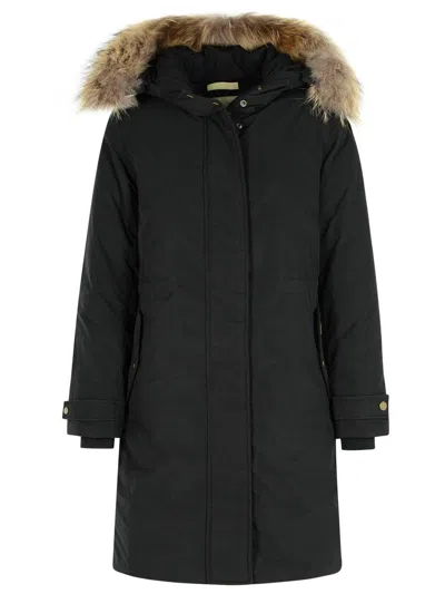 Woolrich Black Polyester Blend Parka In Green