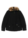 Woolrich Hooded Long Sleeve Down Jacket With Pockets In Black