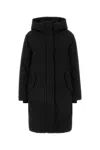 Woolrich Minimalist Black Coat With High Collar In Black