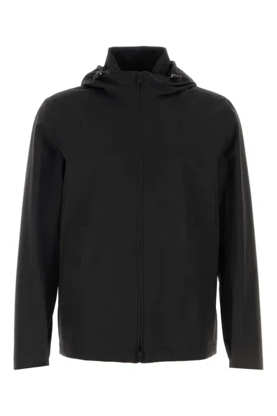 Woolrich Hooded Polyester Jacket Long Sleeves Pockets In Blue