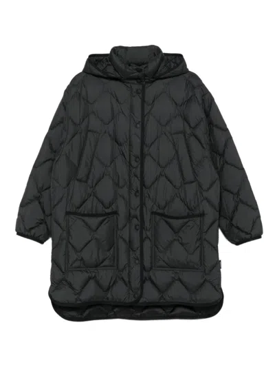 WOOLRICH BLACK QUILTED HOODED JACKET
