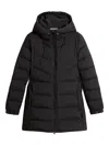 Woolrich Quilted Black Down Coat With Adjustable Hood In Black