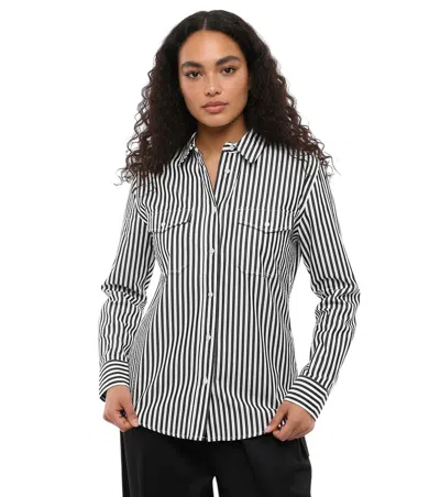 Woolrich Black Regular Stripes Shirt In White