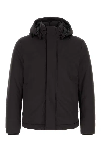 WOOLRICH BLACK STRETCH NYLON DOWN JACKET