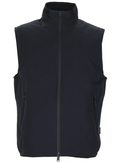 Woolrich Black Waterproof Zip Up Vest In Blue