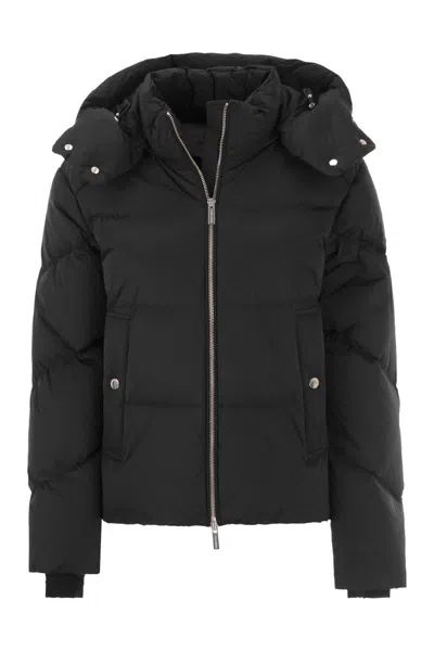 Woolrich Black Women's Hooded Down Jacket For Unpredictable Winter Weather