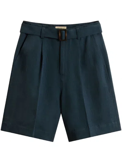 Woolrich Blended Linen Shorts In Linen With Waist Belt