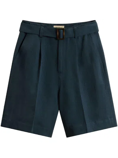 Woolrich Blended Linen Shorts In Linen With Waist Belt