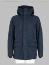 Woolrich Blue High-collar Wool-blend Jacket In Blue