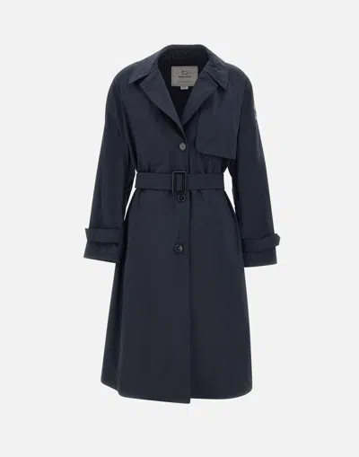 Woolrich Navy Blue Summer Trench Coat