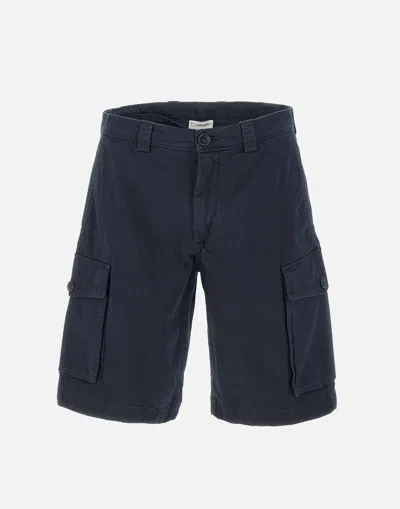 Woolrich Navy Blue Cargo Cotton Shorts For Men