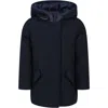 Woolrich Blue Arctic Parka For Girl With Logo In Blue