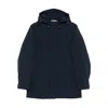Woolrich Navy Blue Hooded Jacket With Concealed Fastening In Blue