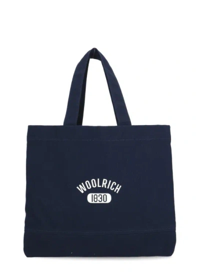 WOOLRICH BLUE COTTON SHOULDER BAG