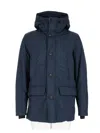 Woolrich Blue High-collar Wool-blend Jacket In Blue