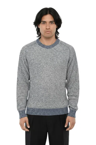 Woolrich Blue Knitted Crew Neck Sweater In Gray