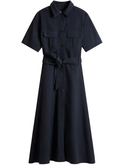 WOOLRICH BLUE MIDI CHEMISIER DRESS