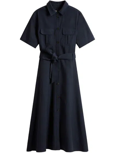 Woolrich Blue Midi Chemisier Dress
