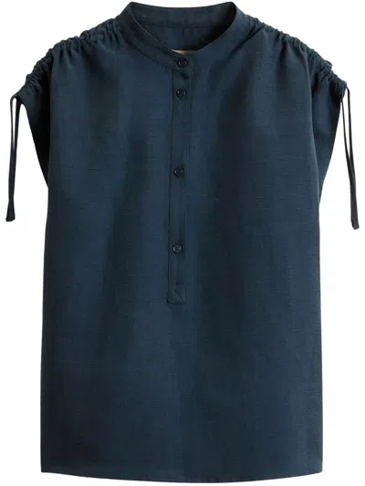 Woolrich Blue Shirt With Drawstring Shoulder Details