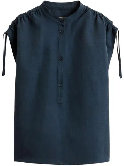 Woolrich Blue Shirt With Drawstring Shoulder Details