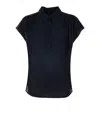 Woolrich Blusa Blu A Maniche Corte In Cotone In Blue