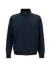 Woolrich High Collar Blue Bomber Jacket With Two-way Zip Closure In Blue