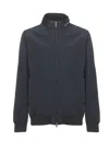 Woolrich High Collar Blue Bomber Jacket With Two-way Zip Closure In Blue