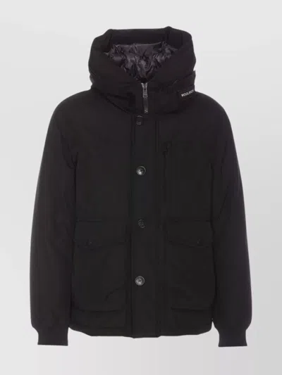 Woolrich Bomber Jacket With Hood And Pockets In Black