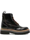 Woolrich Chunky Sole Round Toe Pull Tab Boots In Black