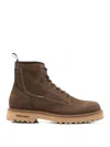 Woolrich Nubuck Leather Ankle Boot With Lug Sole In Brown