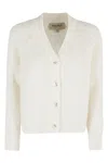 Woolrich Boucle Cardigan With V-neckline And Relaxed Fit In Neutral