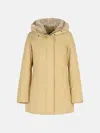 Woolrich 'boulder' Beige Cotton Blend Parka In Sand