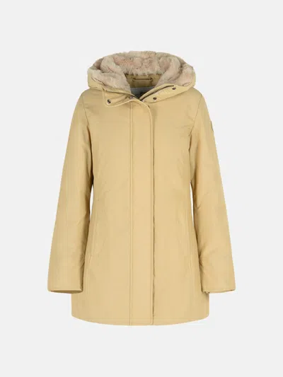 Woolrich 'boulder' Beige Cotton Blend Parka In Sand