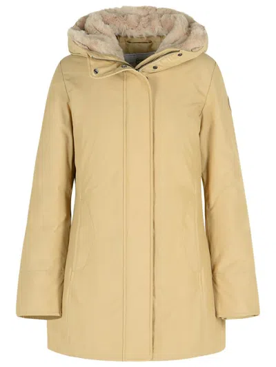WOOLRICH WOOLRICH 'BOULDER' BEIGE COTTON BLEND PARKA