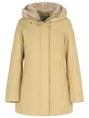 Woolrich Boulder Beige Cotton Blend Parka In Gold