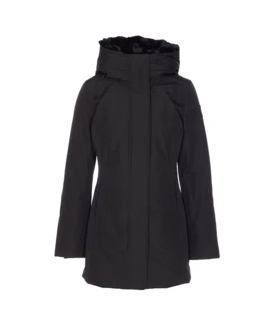 Woolrich Boulder Faux Fur Parka In Black
