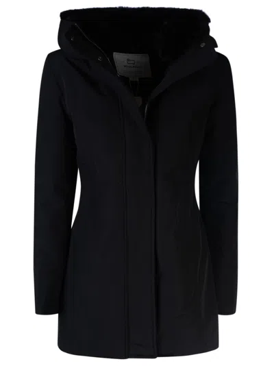 Woolrich Boulder Faux Fur Parka In Black