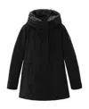 Woolrich Boulder Parka In Ramar Cloth With Hood And Detachable Faux Fur Trim In Black