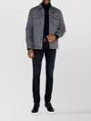 Woolrich Brand Emblem Herringbone Coat With Front Pockets In Gray