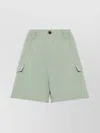 Woolrich Breathable Linen Viscose Shorts For Warm Weather In Green