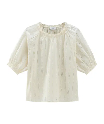 Woolrich Broderie Anglaise Cotton Blouse In Plaster White