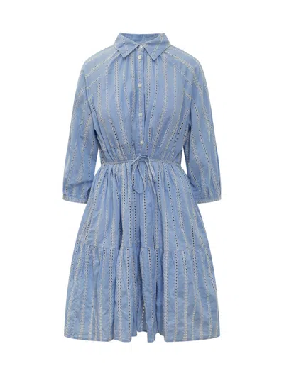 Woolrich Broderie Over Dress In Light Blue