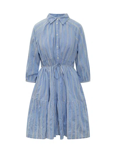 Woolrich Broderie Over Dress In Blue