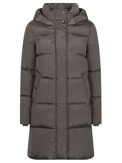 Woolrich Brown Kelly Parka Long Padded Polyamide Parka In Grey