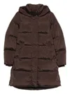 Woolrich Mid-thigh Length Quilted Jacket In Brown