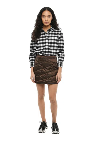 Woolrich Brown Quilted Mini Skirt In Black