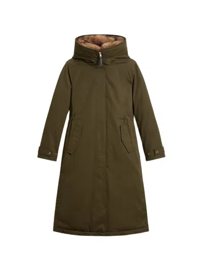 Woolrich Brst Long Parka Coat In Green