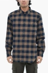 Woolrich Buffalo Check Trout Runbutton Down Shirt With Breast Pocket In Gray