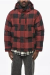Woolrich Buffalo Checked Down Jacket With Hood In Black