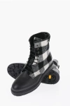 Woolrich Buffalo Checked Wool And Textured Leather Combat Boots